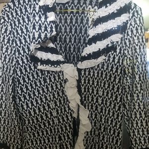 Alberto Makali Sequin Cardigan Light Weight Open Black/White